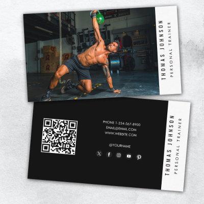 Trendy Personal Trainer Fitness Photo QR Code
