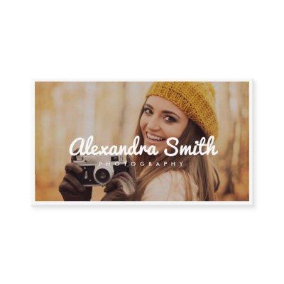 trendy photo frame white text photography
