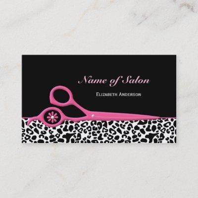 Trendy Pink and Black Leopard Hair Salon Scissors