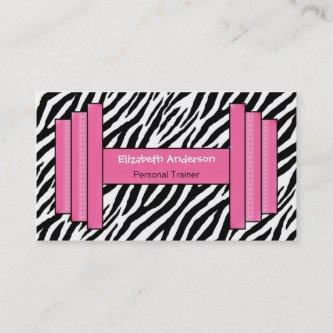 Trendy Pink And Black Zebra Print Personal Trainer