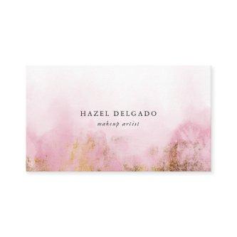 Trendy Pink Gold Watercolor Makeup Artist Appointment Card