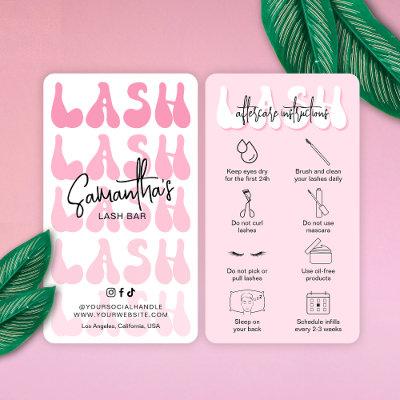 Trendy Pink Lash Aftercare Instructions Retro Font