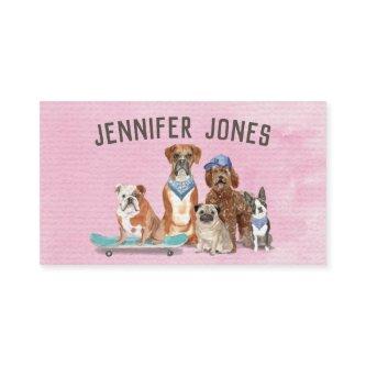 Trendy Pink Water Color Dog Walker