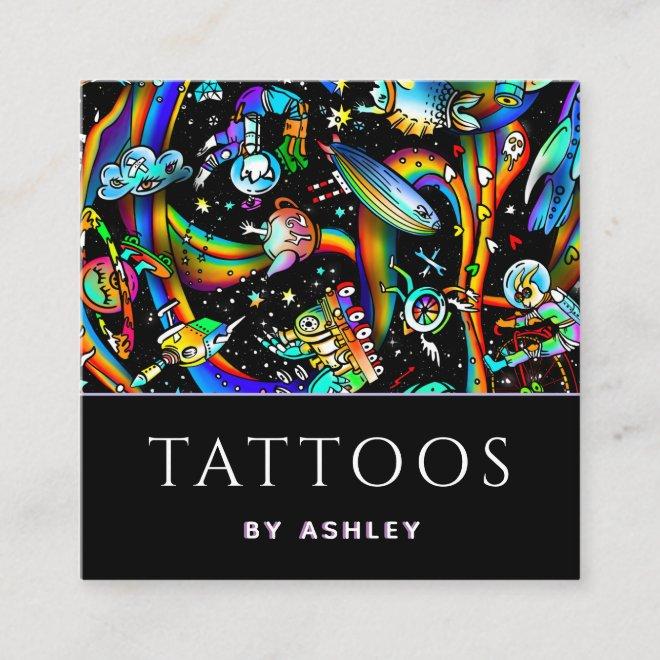 Trendy Psychedelic Tattoo Artist Creative Fun Cool Square