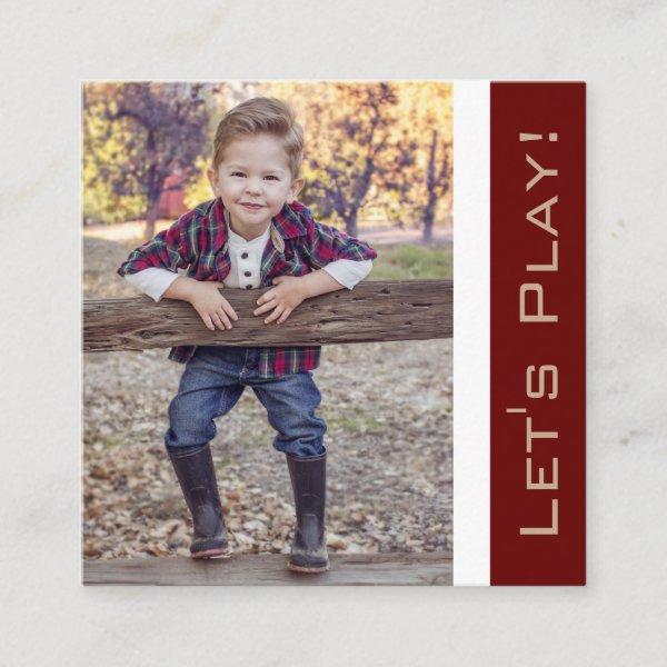 Trendy Red Playdate Card w/Photo
