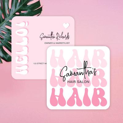 Trendy Retro Pink Hair Stylist Salon Chic Modern Square
