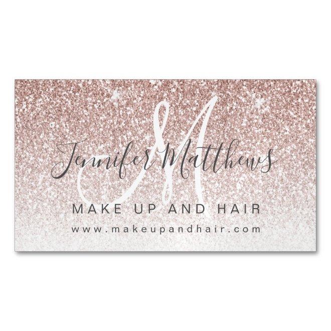 Trendy Rose Gold Glitter Makeup Artist Hair Salon  Magnet