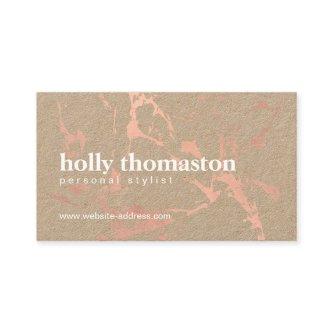Trendy Rose Gold Marble Pattern on Kraft