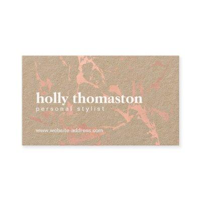 Trendy Rose Gold Marble Pattern on Kraft