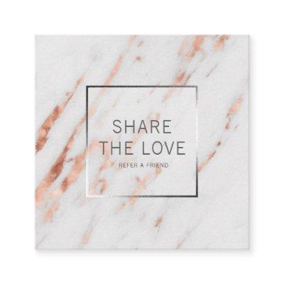 Trendy Rose Gold Silver Marble Referral Client Square