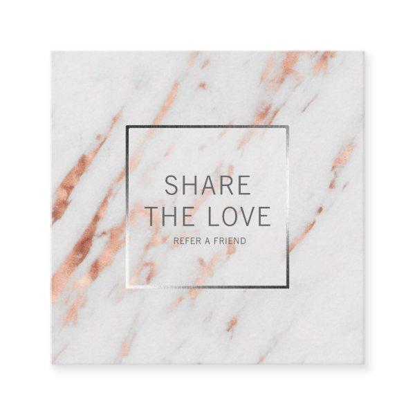 Trendy Rose Gold Silver Marble Referral Client Square