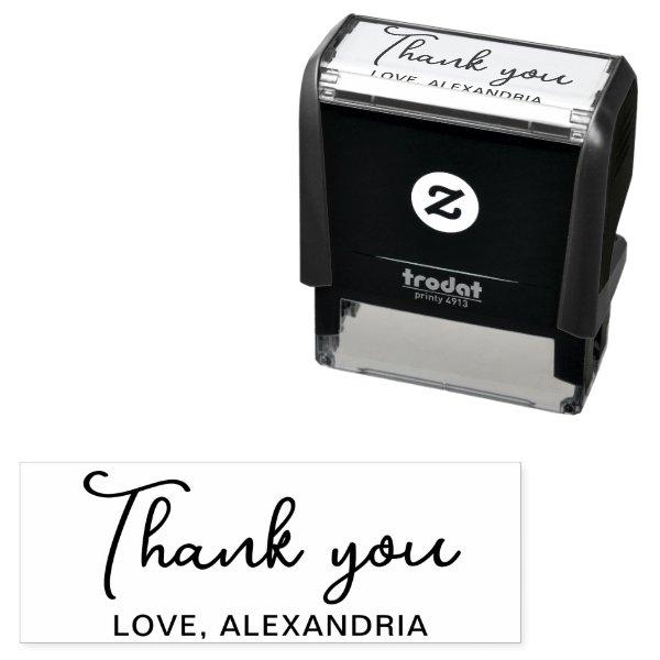 Trendy Script Thank You Name Self-inking Stamp