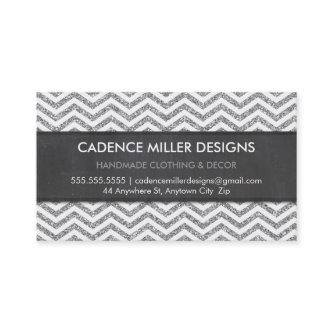 TRENDY STRIPE chevron silver glitter chalkboard