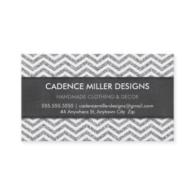 TRENDY STRIPE chevron silver glitter chalkboard