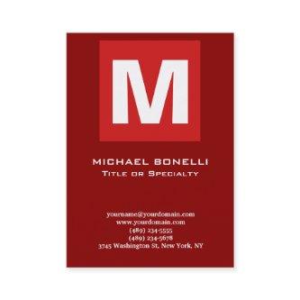 Trendy stylish dark red white monogram classical
