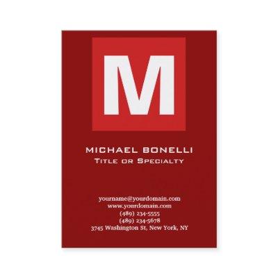 Trendy stylish dark red white monogram classical