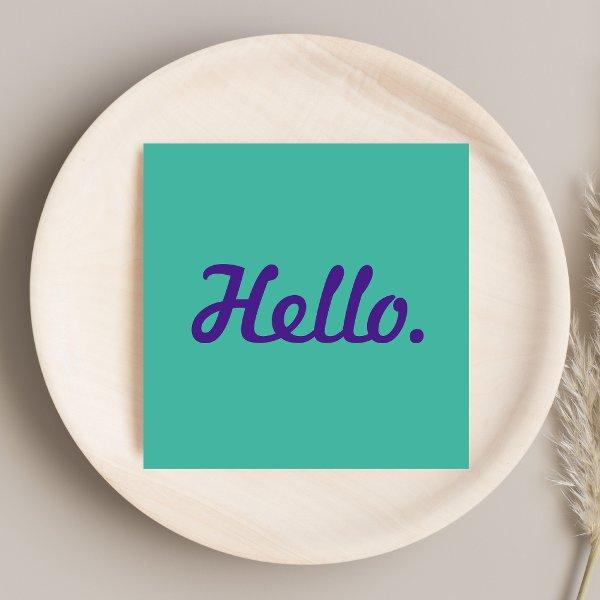 Trendy Stylish Hello Blue & Purple Casual Script  Square