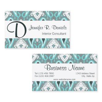 Trendy Teal Turquoise Blue Ikat Tribal Pattern