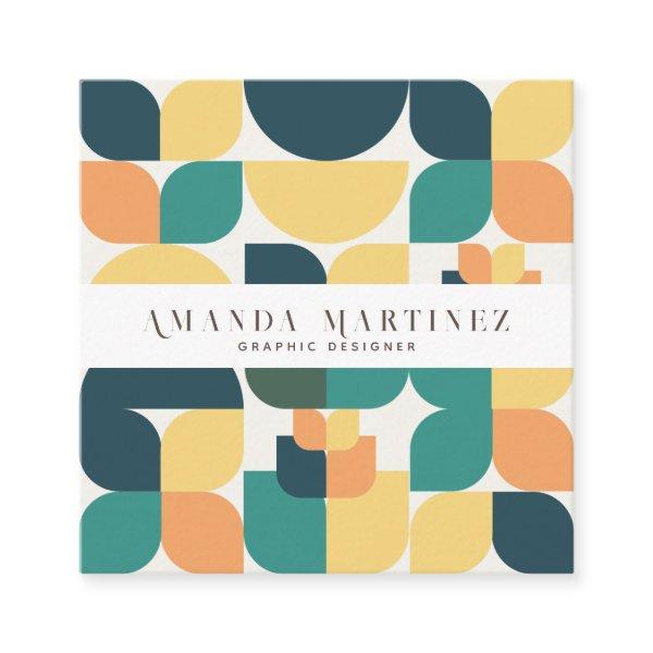 Trendy Teal Yellow Geometric Pattern Social Media Square