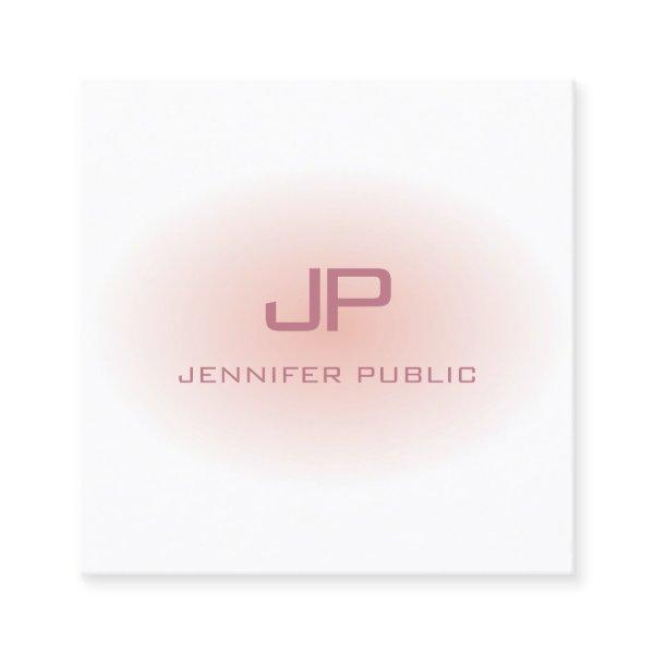 Trendy Template Blush Pink White Modern Monogram Square