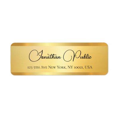 Trendy Typography Name Gold Look Return Address Label