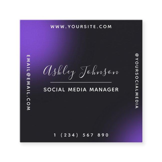 Trendy & Unique Black Purple QR Code Social Media Square