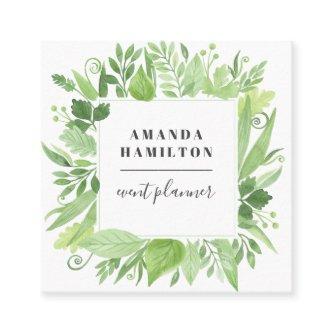 Trendy Watercolor wild meadow greenery foliage Square