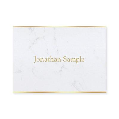 Trendy White Marble Gold Text Modern Elegant