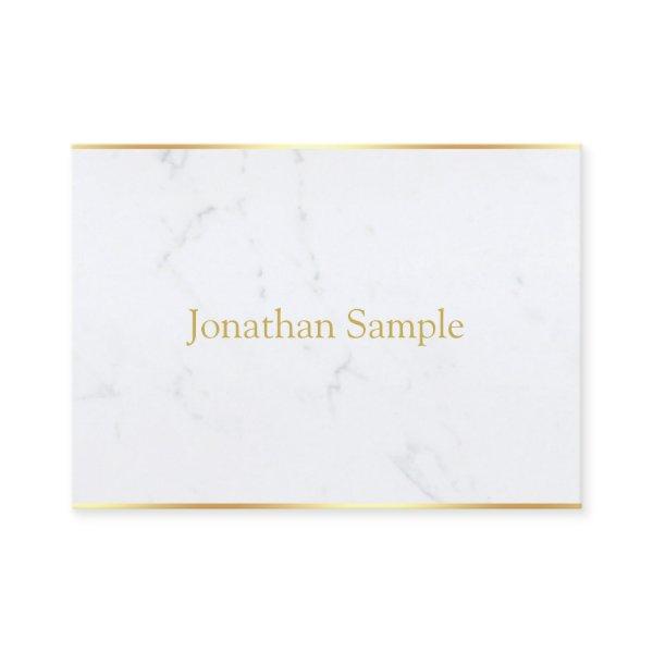 Trendy White Marble Gold Text Modern Elegant