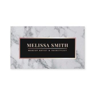 Trendy White Marble Makeup Artist Hair Salon