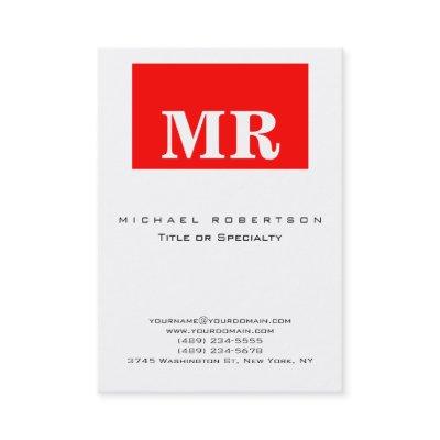 Trendy White Red Minimalist Monogram