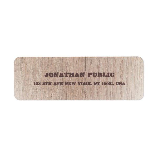 Trendy Wood Board Look Distressed Text Return Label