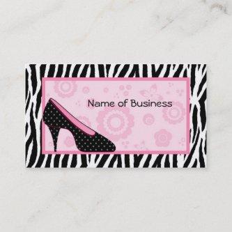 Trendy Zebra Pattern Cute Pink Shoe Salon