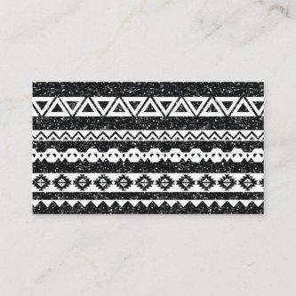 Tribal Aztec Black Glitter White Geometric Shapes