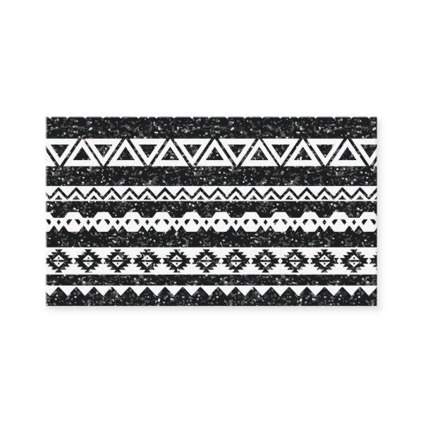 Tribal Aztec Black Glitter White Geometric Shapes