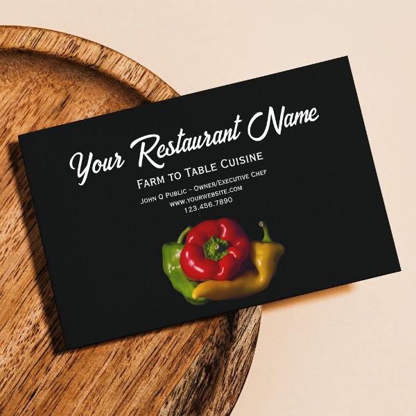 Tricolor Peppers Farm to Table Restaurant Calling Card