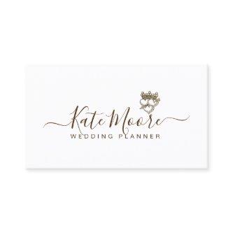 Triple Hearts And Crown Script Wedding Planner