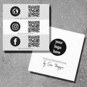 Triple Icon & QR Code Business Social Media Logo Calling Card