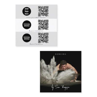 Triple Icon QR Code Custom Social Media Logo Dance Square