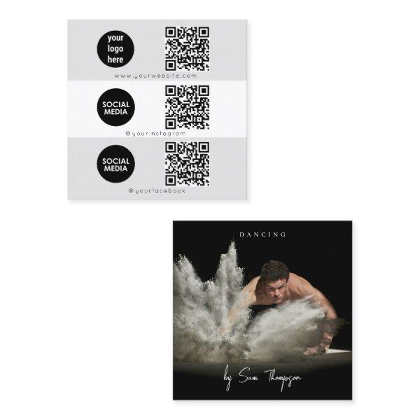 Triple Icon QR Code Custom Social Media Logo Dance Square
