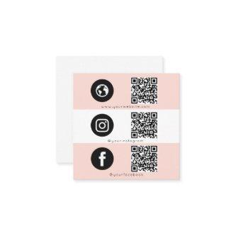 Triple Icon QR Code Social Media Pink Feminine  Square