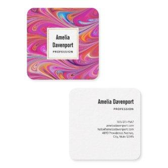 Trippy Pink and Orange Swirly Design Square
