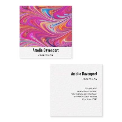 Trippy Pink and Orange Swirly Design Square