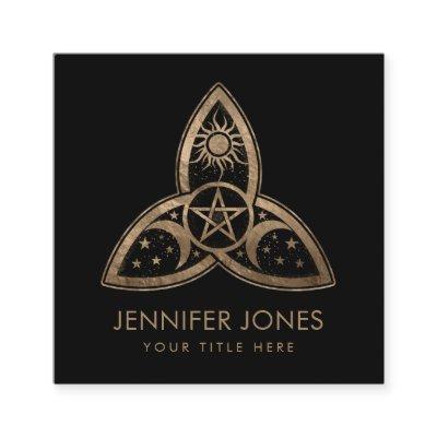 Triquetra Triple Moon Ornament with Pentagram Square