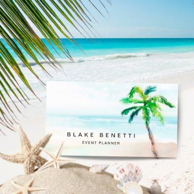 Tropical Beach Palm Tree Watercolor