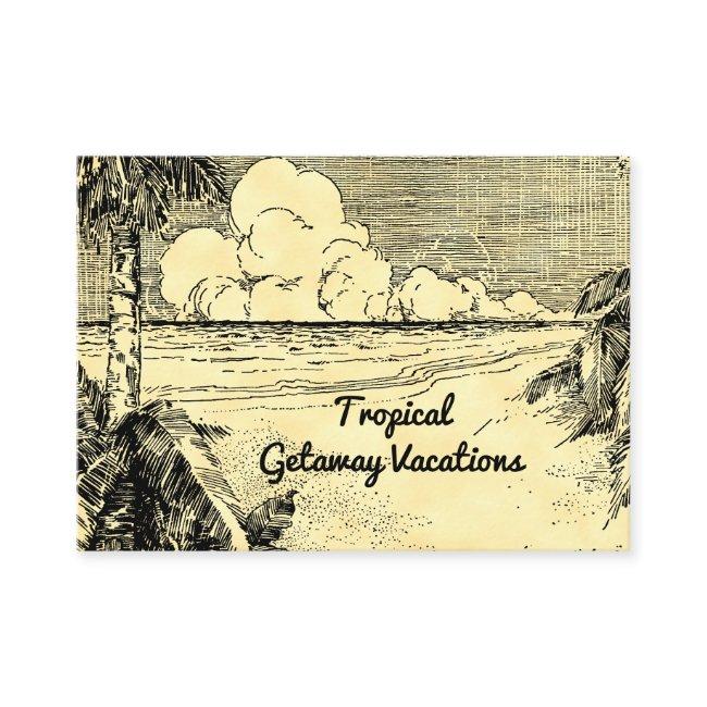 Tropical Beach Vintage Art Custom