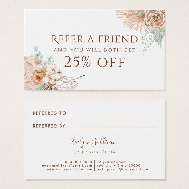 tropical beige and mint referral card