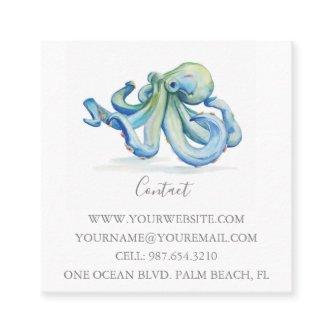 Tropical Blue Octopus Square