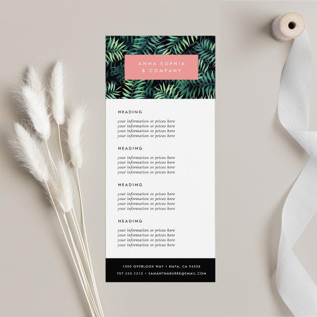 Tropical Botanical | Pricing or Services Rack Card