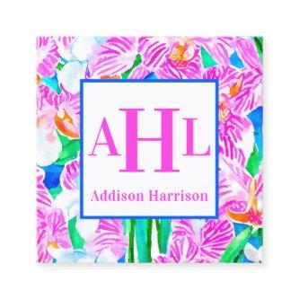 Tropical calling card, Monogram Enclosure Square